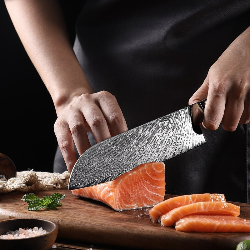Hot Selling 67 Layers Damascus Steel Kitchen Chef santoku slicing bread cleaver butcher utility paring Knife Set